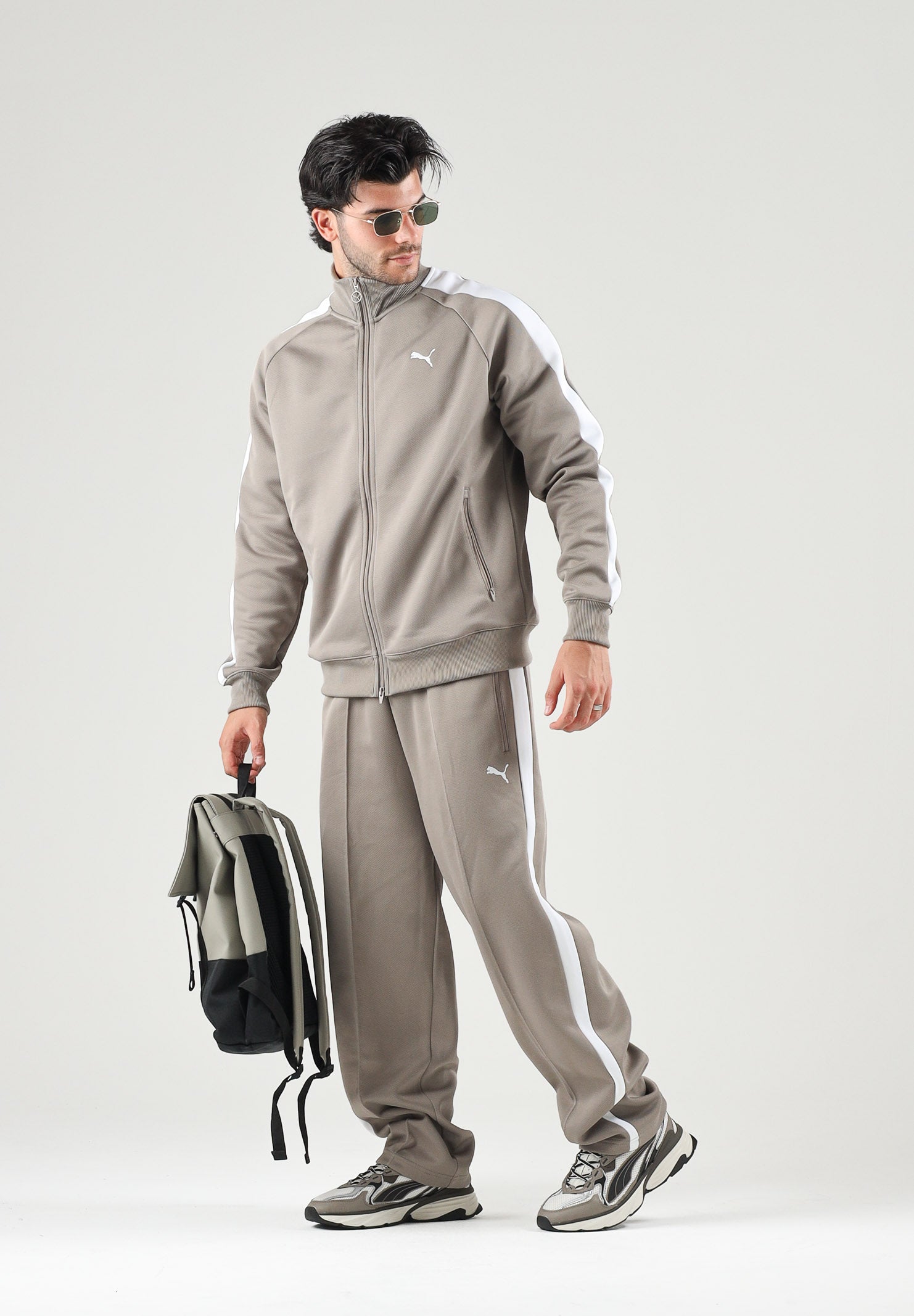 PUMA Felpa con zip  beige per uomo con  bande laterali a contrasto. 629587 81 PUMA 