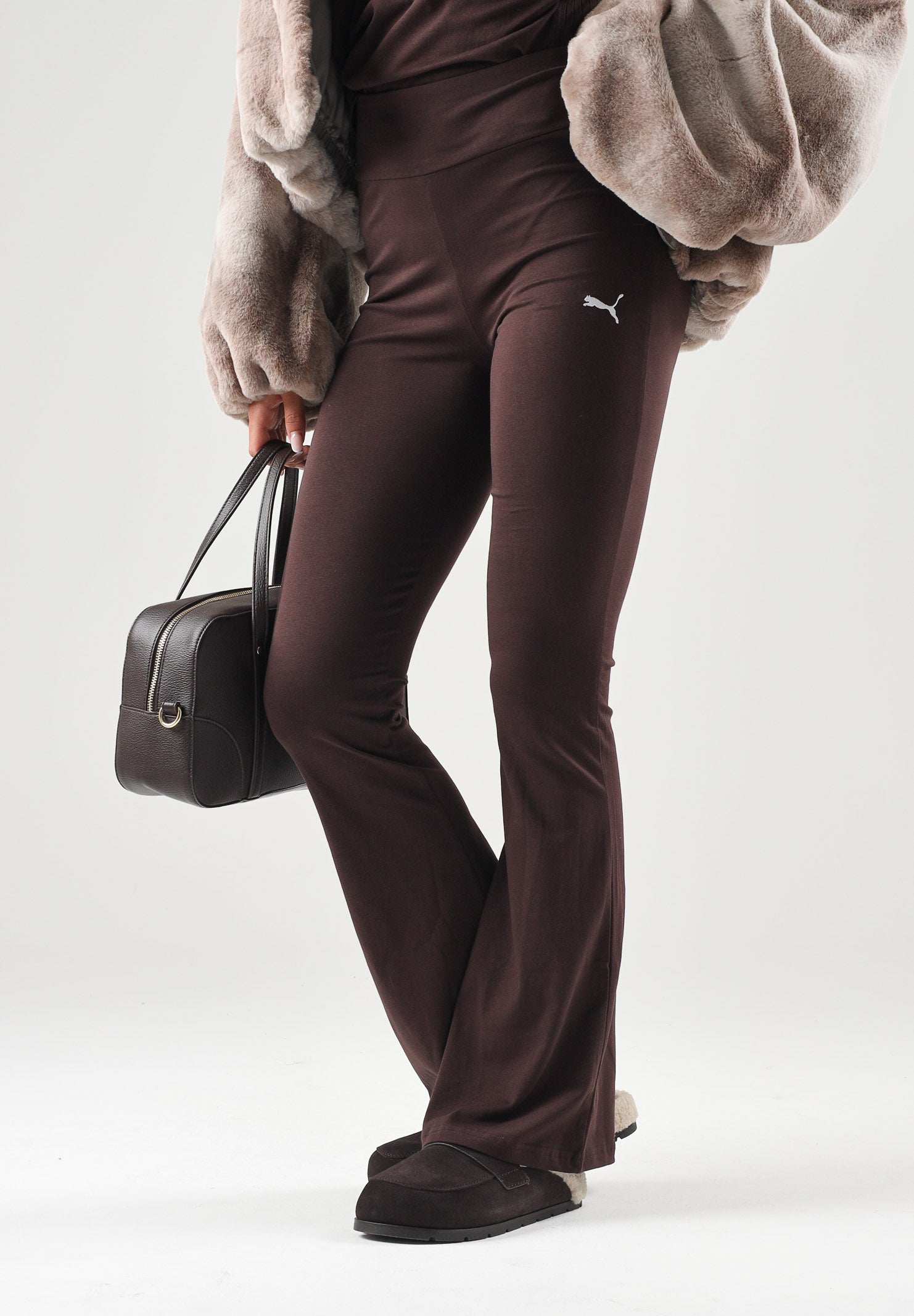 PUMA Leggings FLARED brown per donna a vita alta con fondo svasato a zampa e logo cat. 631542 33 PUMA 