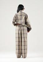 PUMA Pantalone RELAXED TARTAN beige da donna con motivo a quadri, bande laterali 636629 81 PUMA 