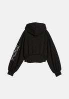 PUMA Felpa con zip STREET GLAM BEDAZZLED HOODIE  nero per donna con maniche a palloncino e dettagli in strass. 636651 01 PUMA 