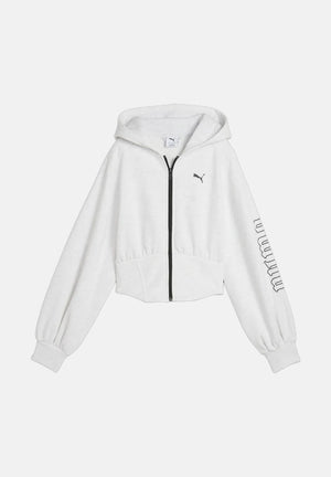 PUMA Felpa con zip STREET GLAM BEDAZZLED HOODIE  bianca per donna con maniche a palloncino e dettagli in strass. 636651 05 PUMA 