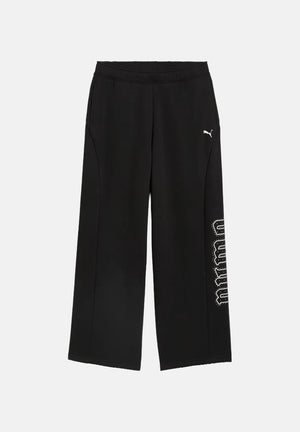 PUMA Pantaloni sportivi DARE TO nero per donna con vita alta elasticizzata, taglio gamba ampie e logo PUMA intessuto. 636652 01 PUMA 