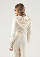 PUMA Felpa con zip ESSENTIALS gialla per donna con trama a coste,  chiusura a cerniera. 636669 88 PUMA 