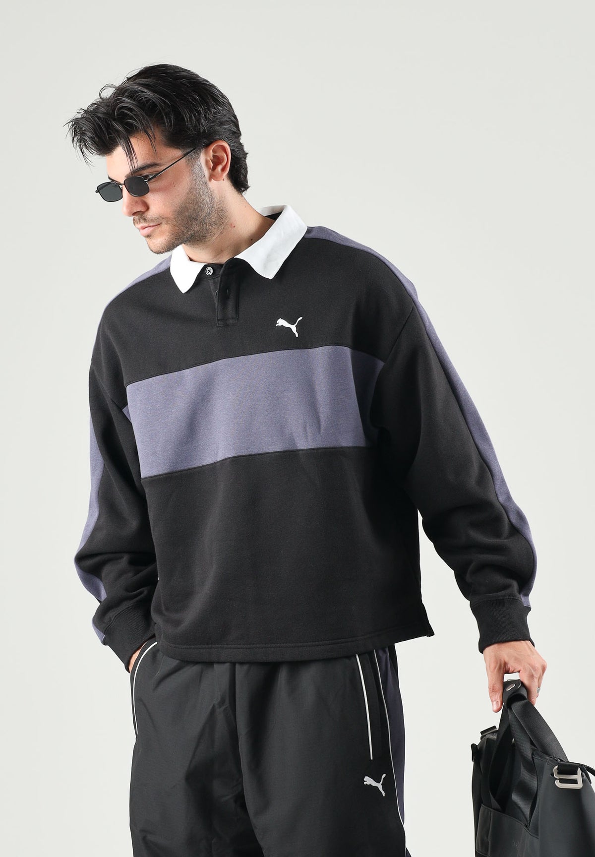 PUMA Polo CREWNECK nera per uomo con colletto a contrasto, patta con bottoni 636728 01 PUMA 