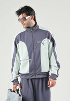 PUMA Felpa con zip OVERSIZED TRACK JACKET grigia per uomo bicolore con inserti a contrasto 636735 35 PUMA 