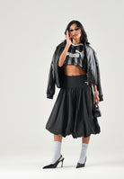 PUMA Giubbotto in pelle  FAUX LEATHER  nero da donna con colletto a camicia e zip frontale. 637143 01 PUMA 
