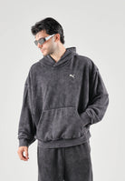 PUMA Felpa con cappuccio DARE TO WASHED nera per uomo e donna con trattamento di lavaggio vintage 638738 01 PUMA 