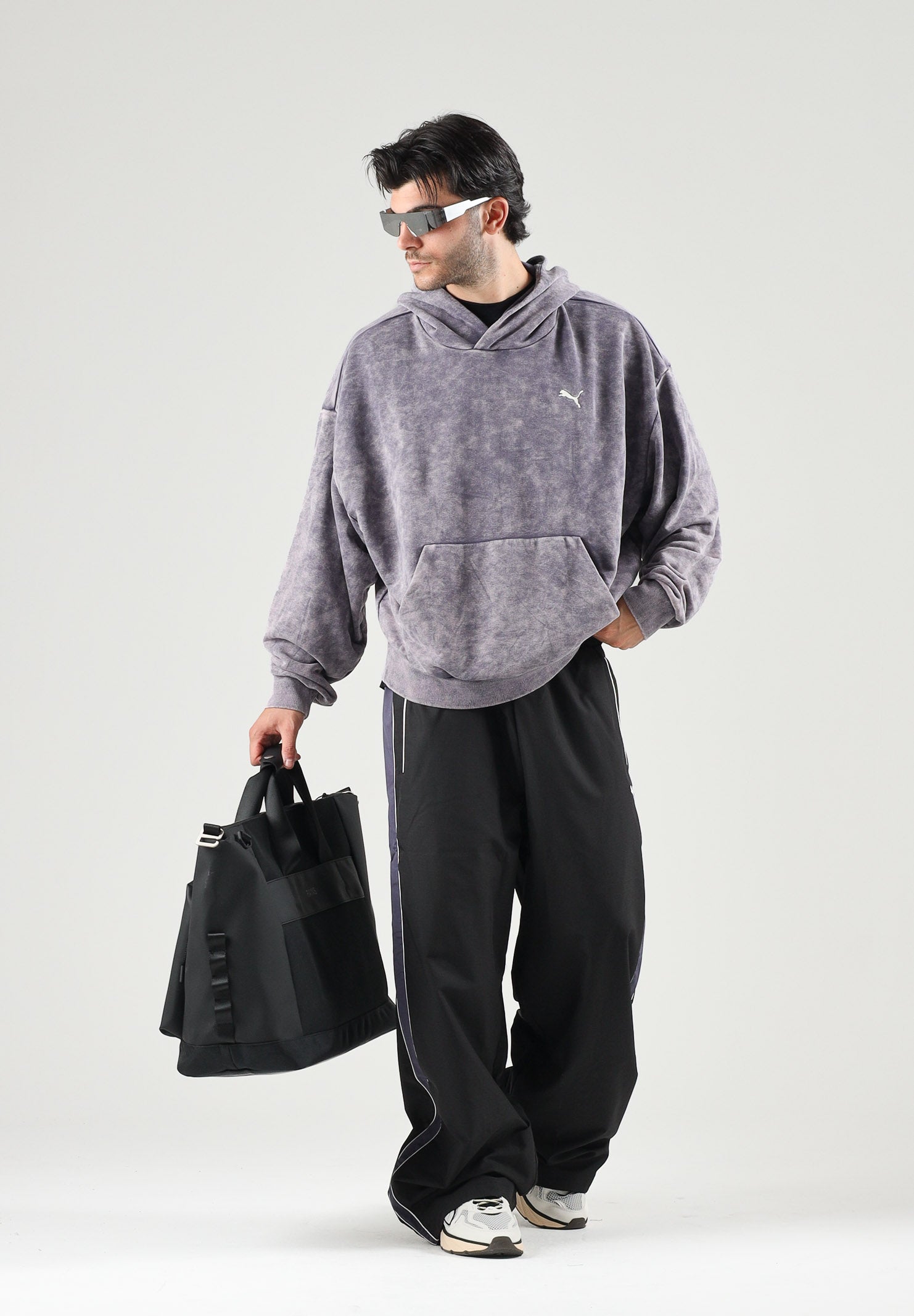PUMA Felpa con cappuccio DARE TO WASHED grigia per uomo e donna con trattamento di lavaggio vintage 638738 35 PUMA 