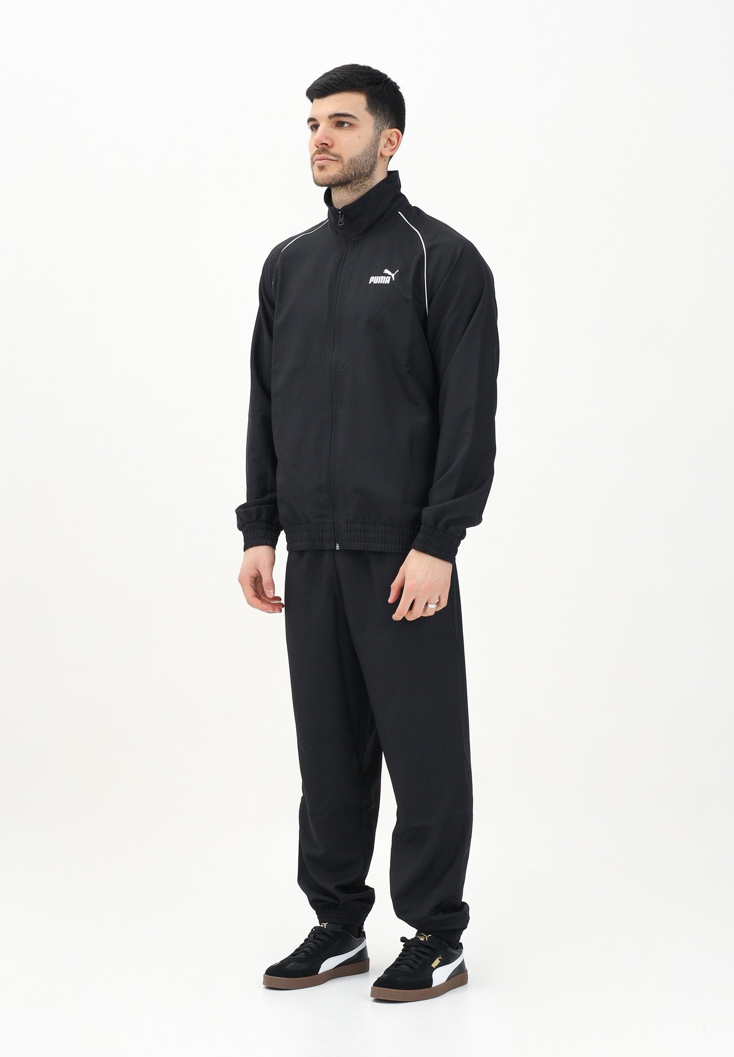 PUMA Tuta nera da uomo con piping intrecciato 684849 01 PUMA 
