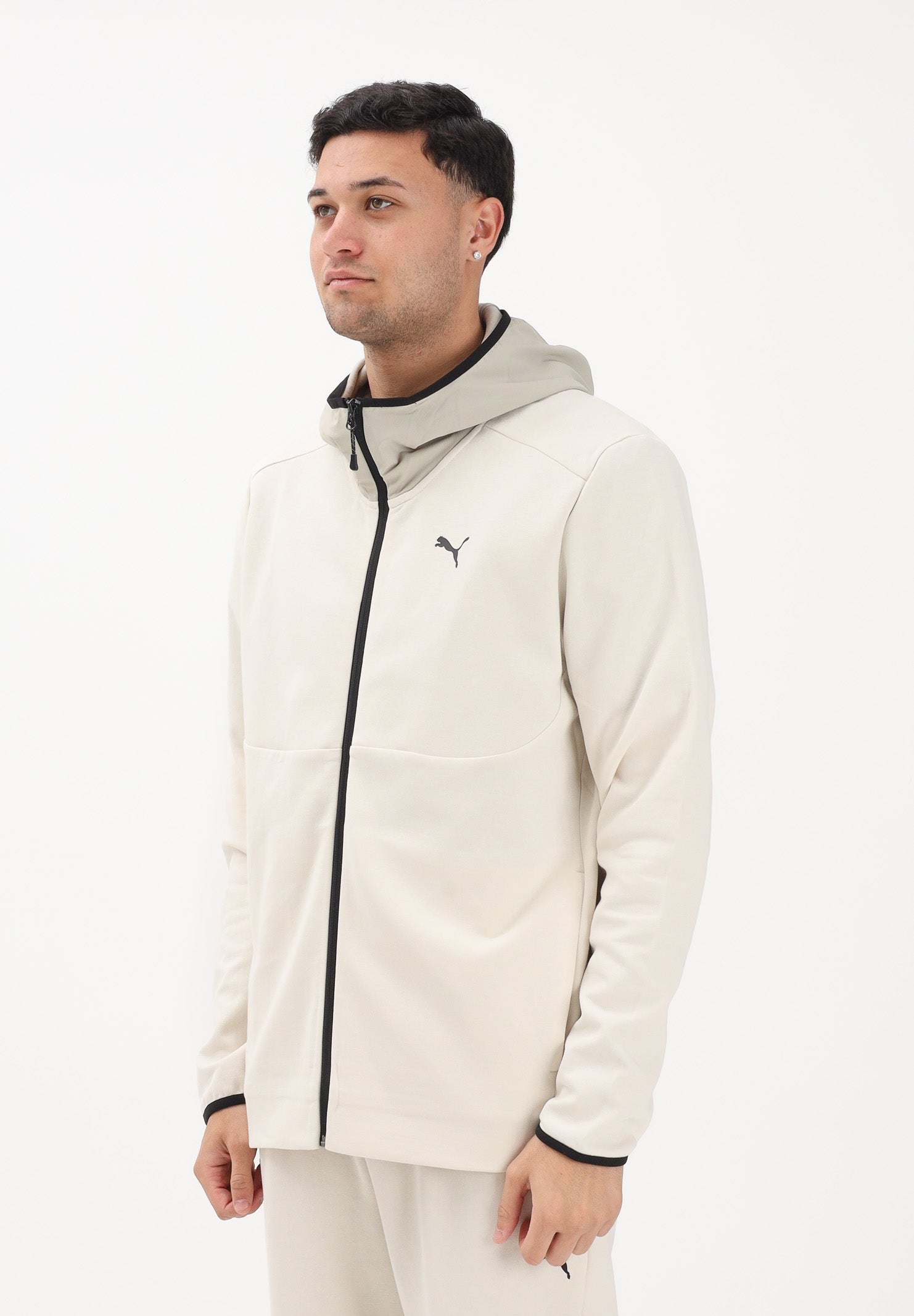 PUMA Felpa con zip PUMA TECH panna da uomo 692185 87 PUMA 