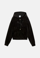 PUMA Felpa con cappuccio velour nero per donna con tasca a marsupio e cordoncino con finiture metalliche 694020 01 PUMA 