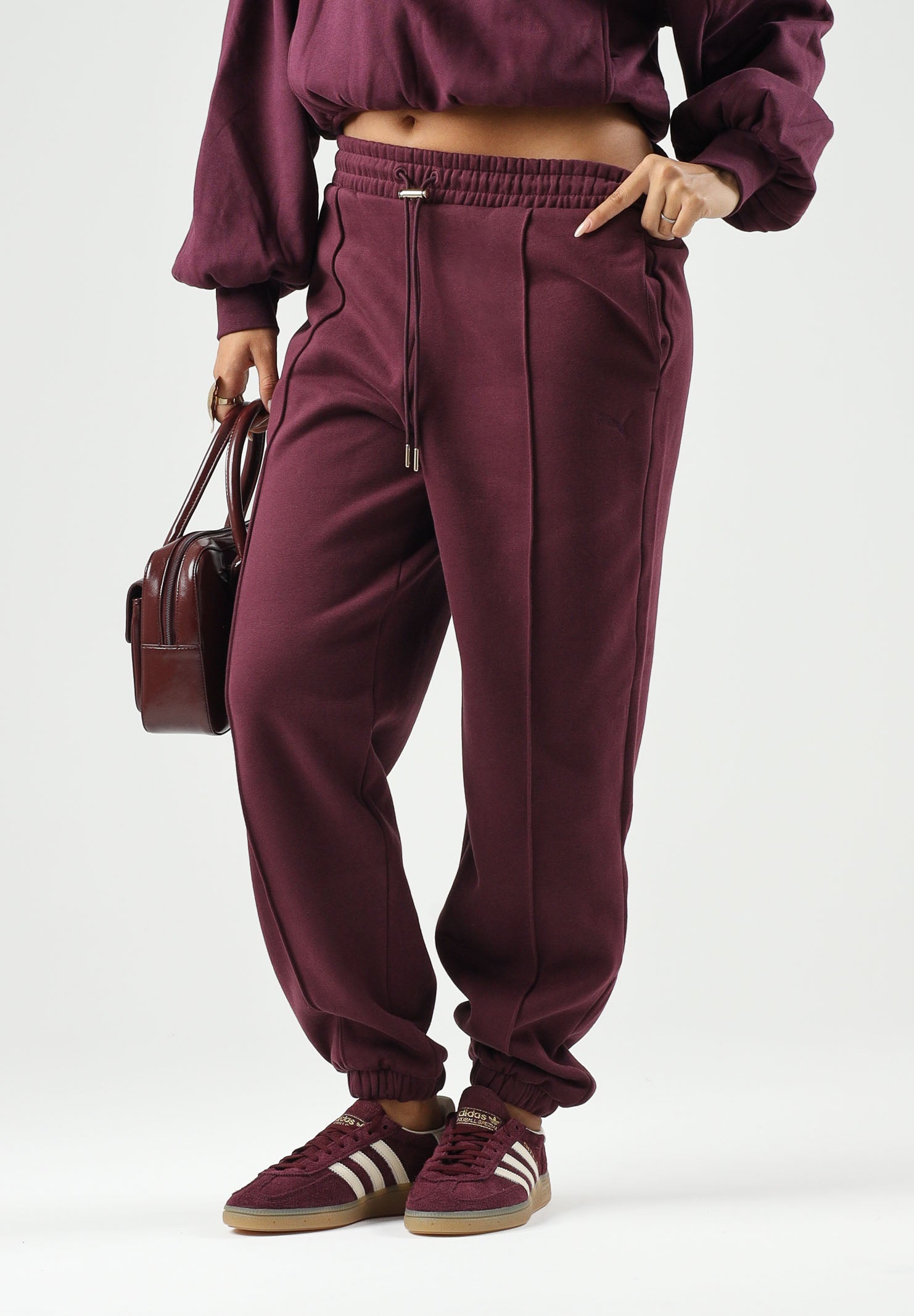 PUMA Pantaloni sportivi SWEATPANTS  bordeaux da donna con coulisse in vita e cucitura centrale 694032 24 PUMA 