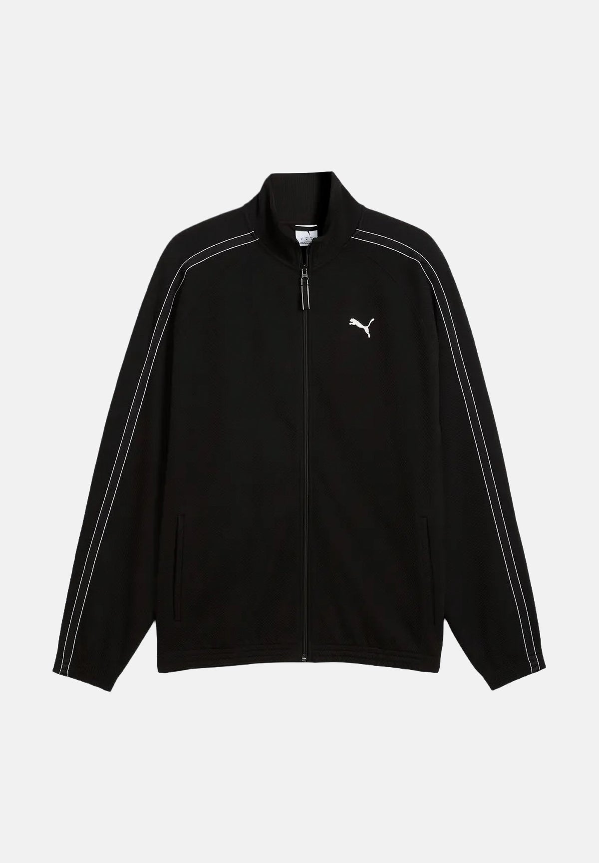 PUMA Felpa con zip TRACK JACKET nero da uomo con profilo bicolore e colletto rialzato. 694298 01 PUMA 