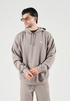 PUMA Felpa con cappuccio CLASSICS HOODIE beige da uomo con cappuccio integrato e tasca a marsupio. 694309 81 PUMA 