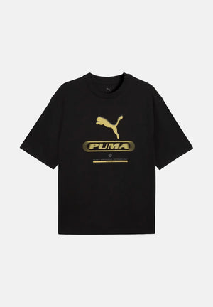 PUMA T-shirt manica corta GRAPHIC TEE nera da uomo con stampa grafica sul petto e girocollo. 694321 01 PUMA 