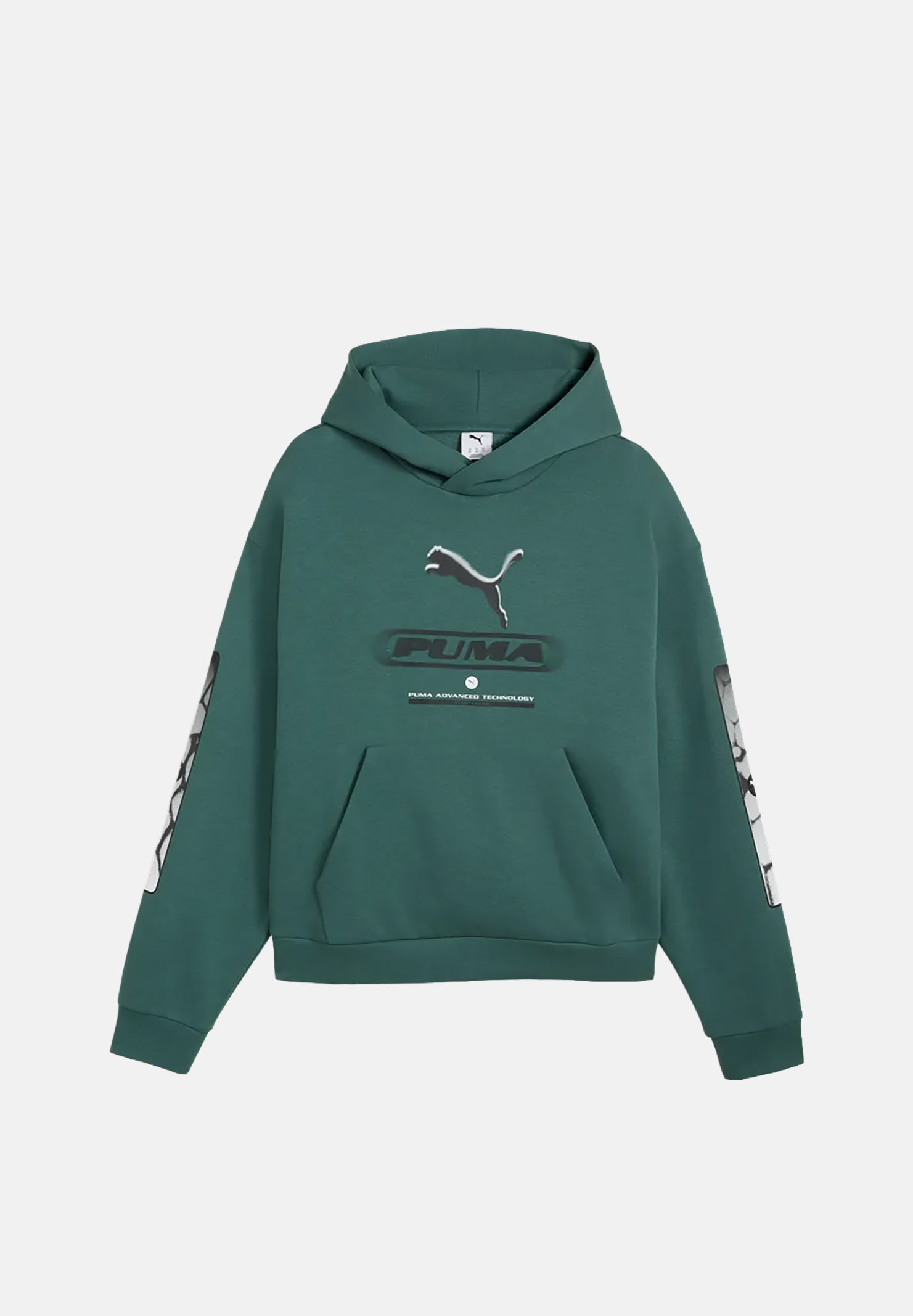 PUMA Felpa con cappuccio SPOT BOXY HOODIE verde da uomo con tasca frontale ampia <BR/> 694322 69 PUMA 