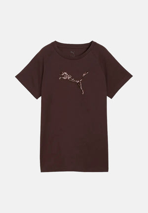 PUMA T-shirt manica corta CLASSICS RHINESTONE  marrone da donna con logo in strass sul petto e girocollo. 694576 33 PUMA 