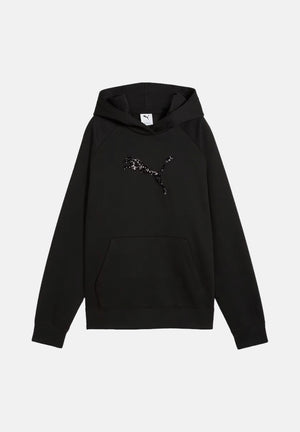 PUMA Felpa con cappuccio RHINESTONE HOODIE nero da donna con logo in strass 694577 01 PUMA 
