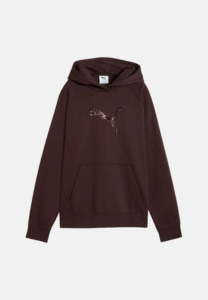 PUMA Felpa con cappuccio RHINESTONE HOODIE marrone da donna con logo in strass 694577 33 PUMA 