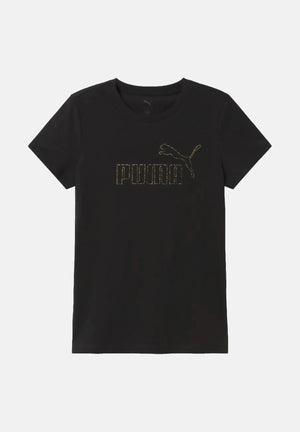 PUMA T-shirt manica corta ESS RHINESTONE  nero da donna con logo in strass sul petto e girocollo. 696914 01 PUMA 