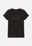 PUMA T-shirt manica corta ESS RHINESTONE  nero da donna con logo in strass sul petto e girocollo. 696914 01 PUMA 