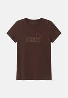 T-shirt manica corta ESS RHINESTONE  marrone da donna con logo in strass sul petto e girocollo. 696914 33 PUMA 