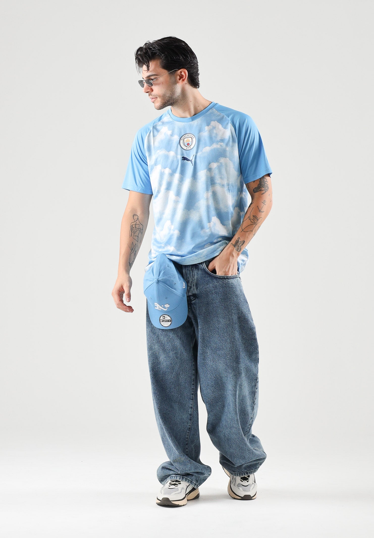 PUMA T-shirt manica corta MANCHESTER CITY FAN TEE azzurro da uomo con motivo grafico a nubi 786251 15 PUMA 