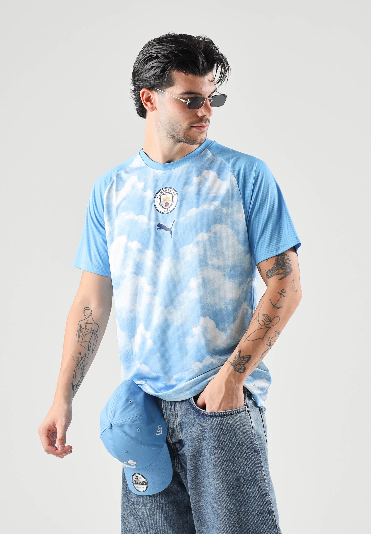 PUMA T-shirt manica corta MANCHESTER CITY FAN TEE azzurro da uomo con motivo grafico a nubi 786251 15 PUMA 
