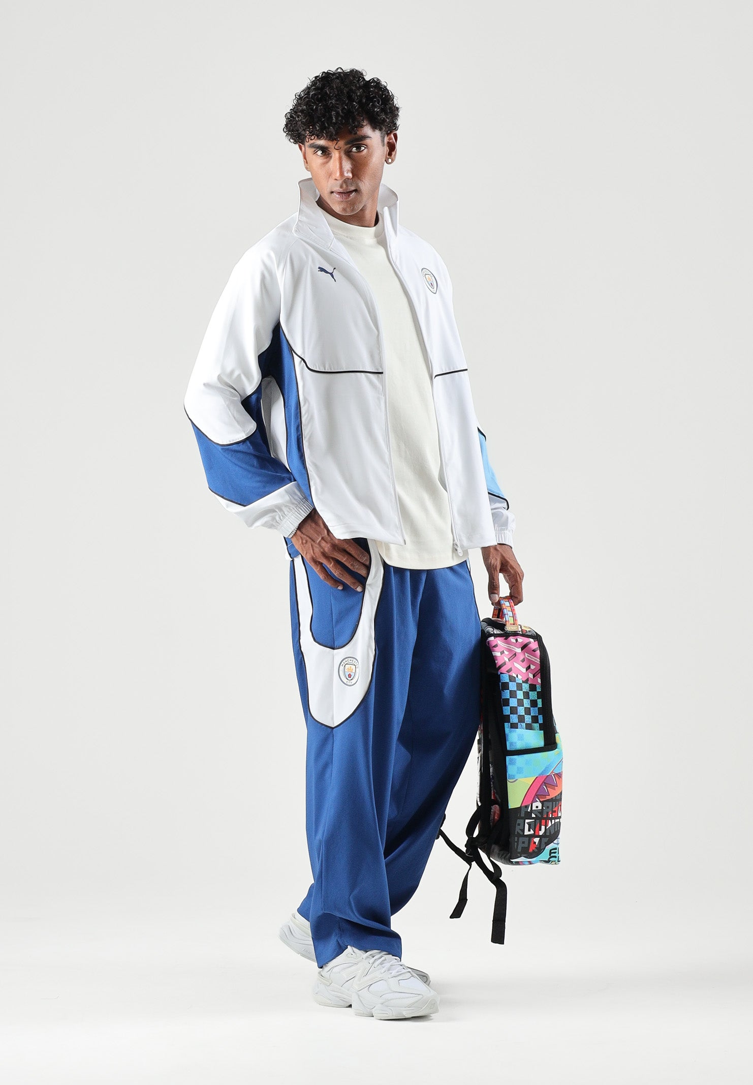 PUMA Pantaloni MANCHESTER CITY FC ICONIC  blu per uomo con pannelli colorati e vita elasticizzata 786291 07 PUMA 