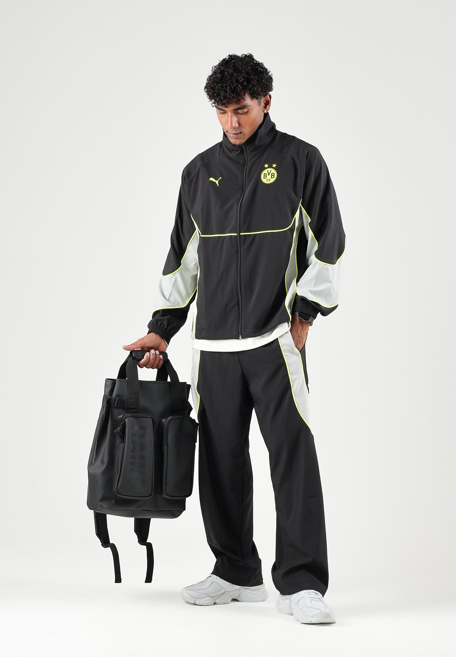 PUMA Felpa con zip BORUSSIA DORTMUND PUMATECH-X nera per uomo con  con inserti grigi a contrasto 786362 11 PUMA 