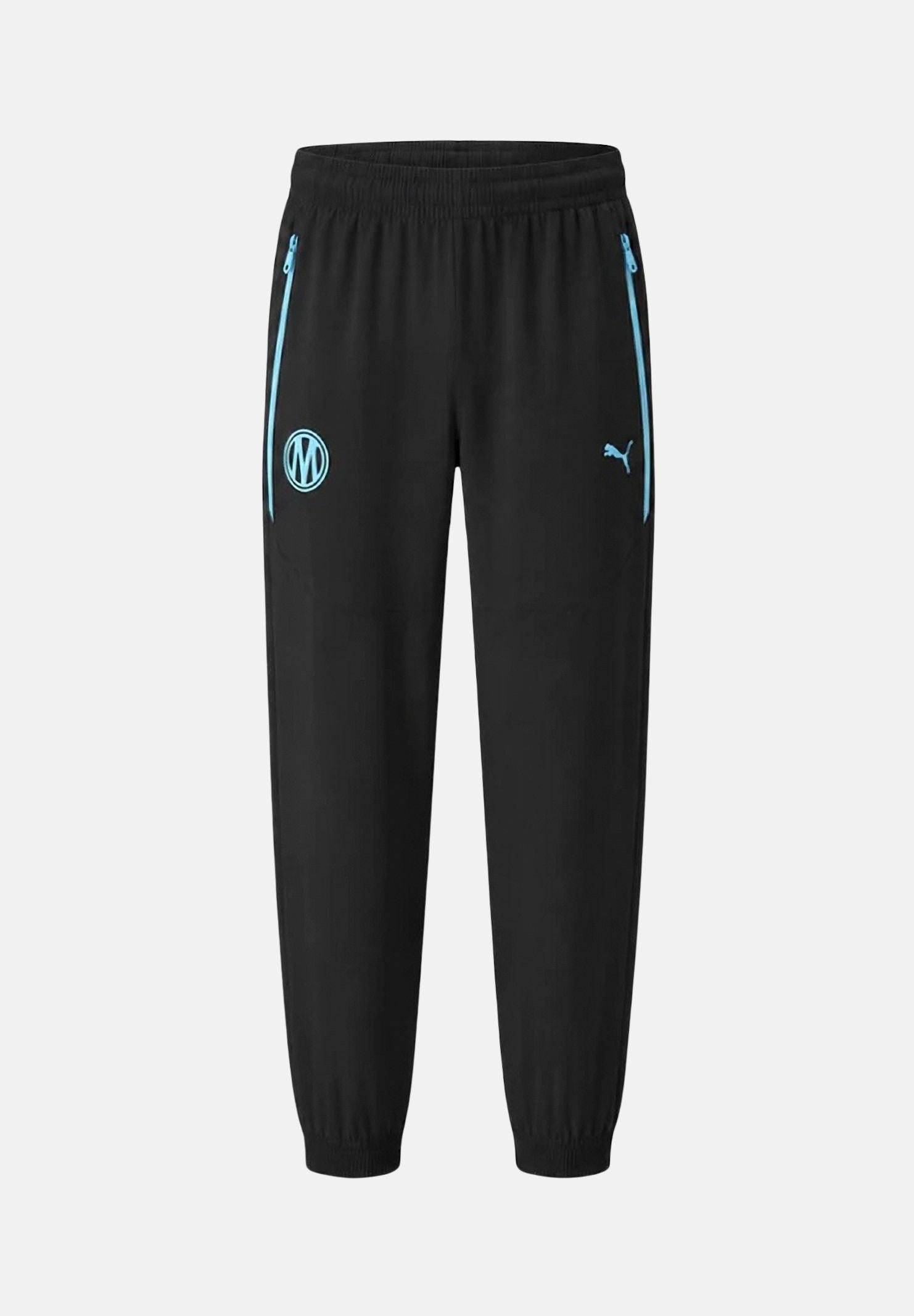 PUMA Pantaloni OLYMPIQUE DE MARSEILLE vibrant blue, blu e nero da uomo con dettagli logo e stemma 786450 20 PUMA 