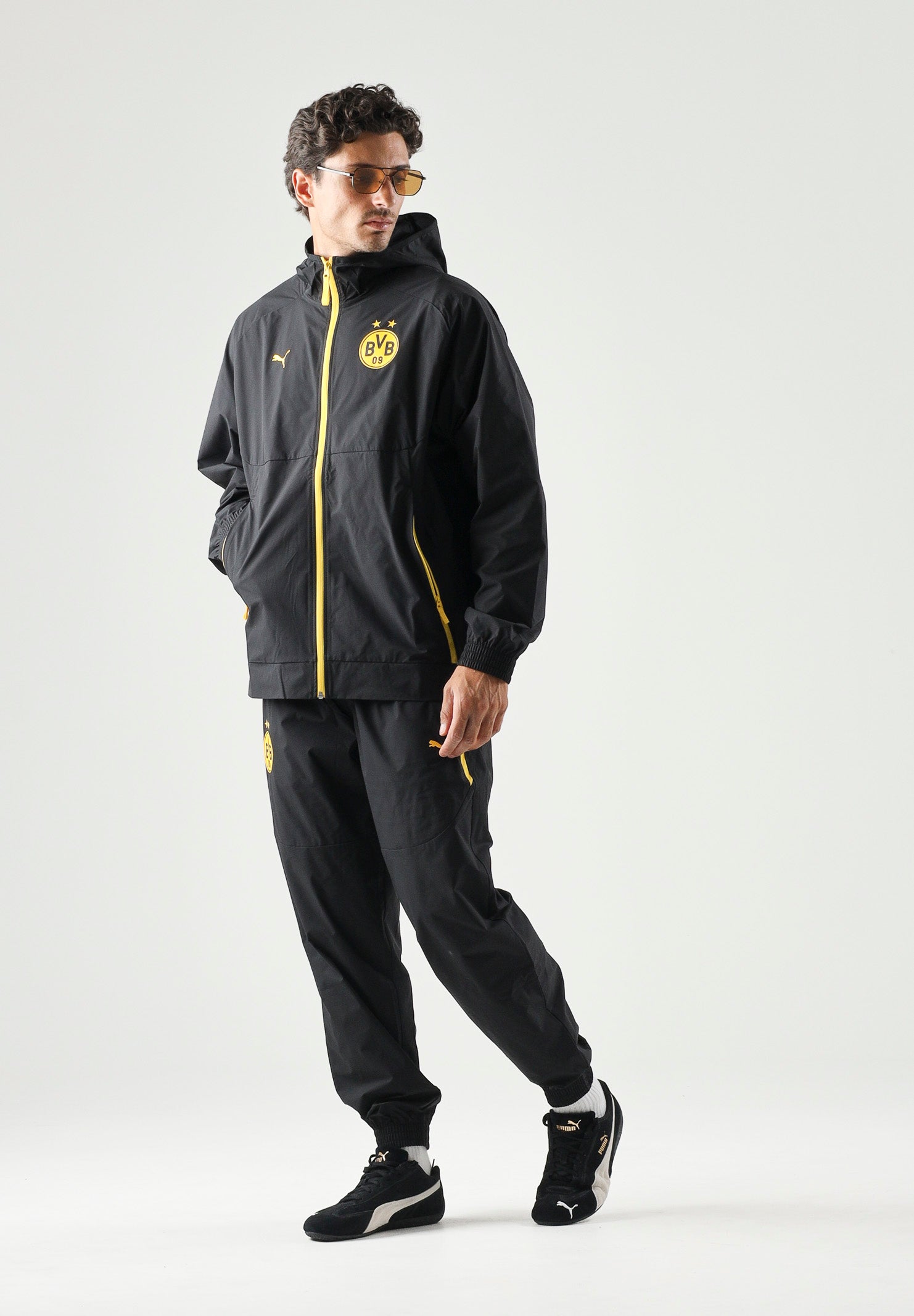 PUMA Giacca BORUSSIA a vento nera da uomo con dettagli a contrasto e stemma<BR/> 786509 07 PUMA 