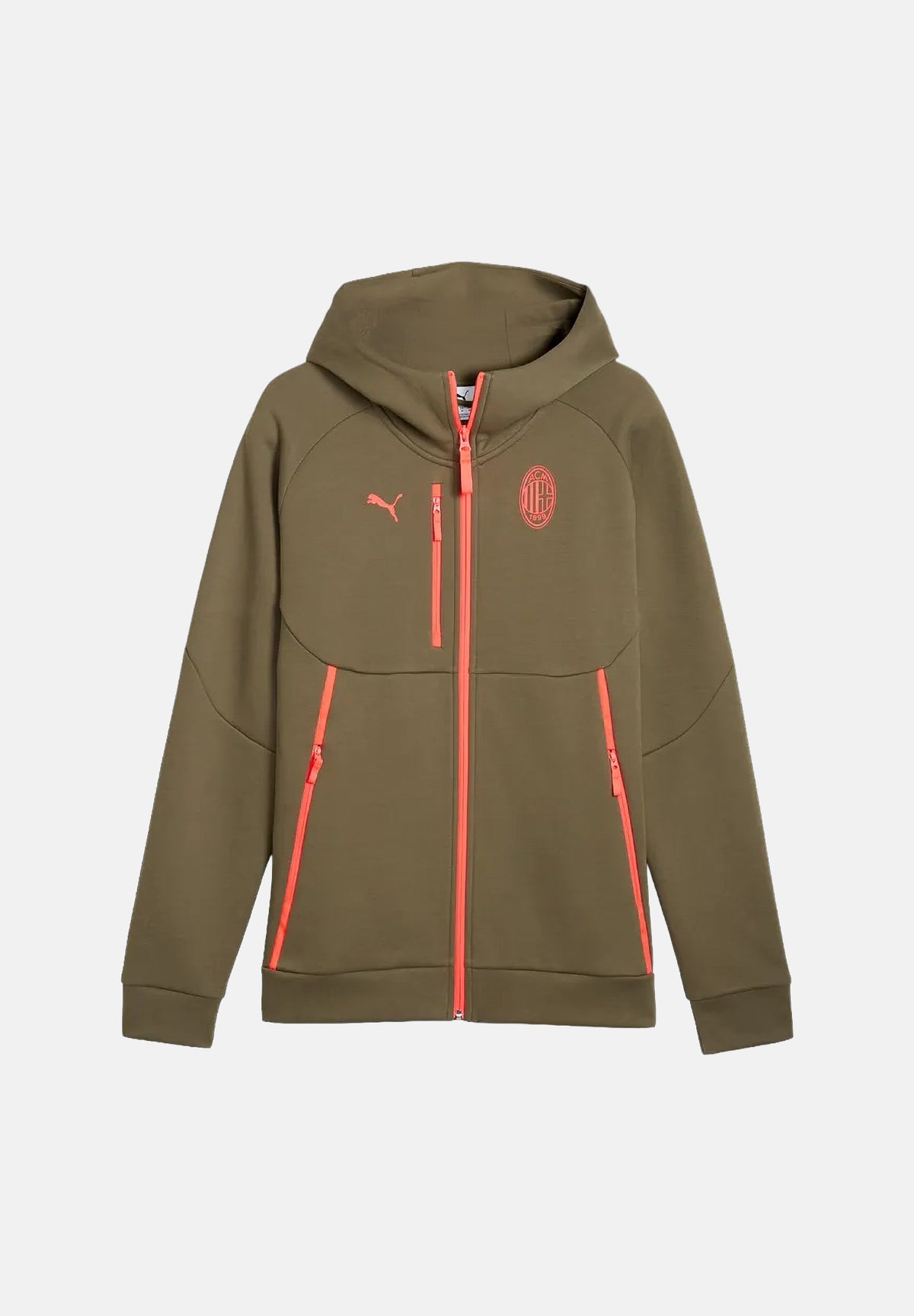 PUMA Felpa con zip  AC MILAN TRAVEL HOODIE verde da uomo con profili arancioni 786685 21 PUMA 