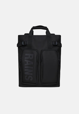RAINS Zaino TEXEL TOTE nero per uomo e donna con stampa tono su tono RA14240 BL RAINS 