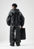 RAINS Pantaloni HEAVY WOVEN PANTS WIDE neri per uomo e donna con gamba ampia, pieghe frontal. RA19180 BL RAINS 