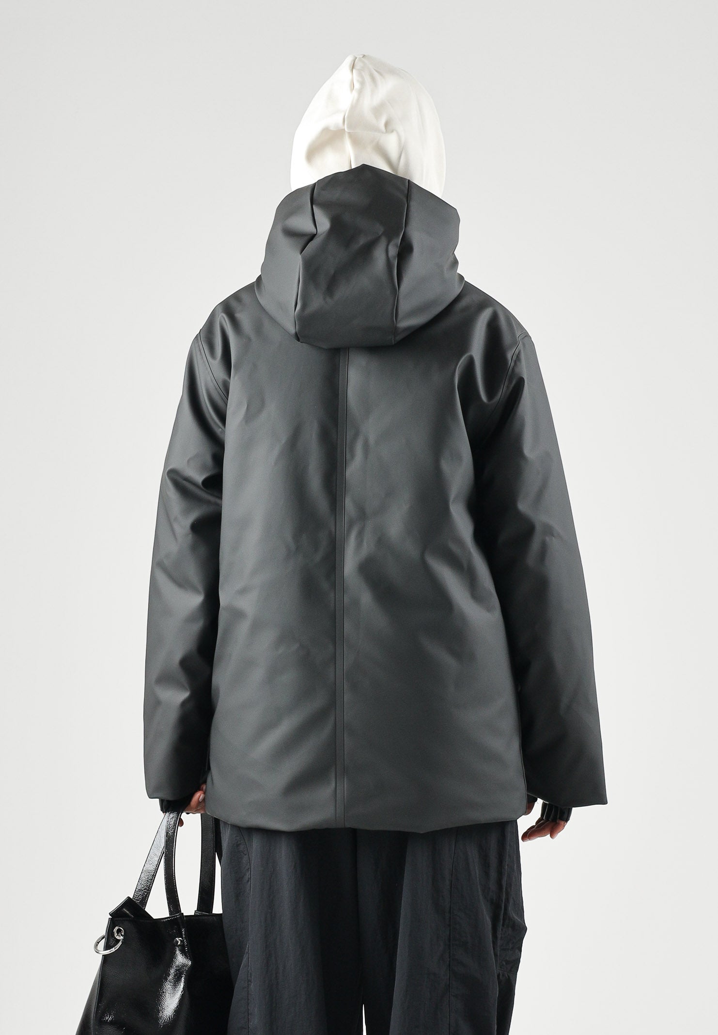 RAINS Parka nero per uomo e donna con cappuccio e visiera RA21450 BL RAINS 