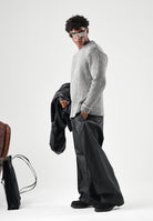 RAINS Maglioncino girocollo  SAPA KNIT CREW NECK bianca e nera per uomo e donna con lavorazione a coste RA31000 VI RAINS 