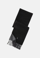 RALPH LAUREN Sciarpa nera  per uomo e donna con frange decorative alle estremità 449959334001 . RALPH LAUREN 