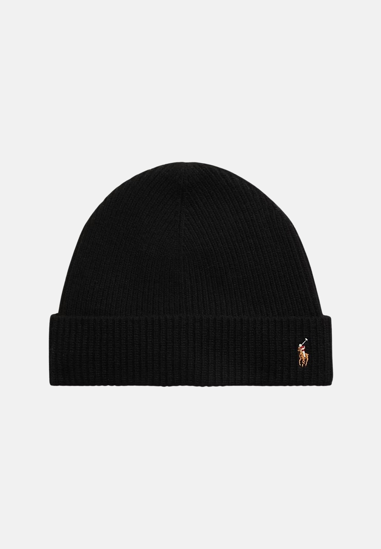 RALPH LAUREN Cappello nero per uomo e donna con lavorazione a costine e ricamo iconico 449959337001 . RALPH LAUREN 