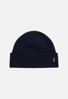 RALPH LAUREN Cappello di lana blu navy per uomo e donna con lavorazione a costine e ricamo iconico 449959337005 . RALPH LAUREN 