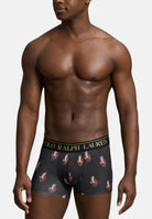 RALPH LAUREN Boxer set 2 paia rosso-nero per uomo con iconico logo ricamato e fascia elastica logata. 714843425018 . RALPH LAUREN 