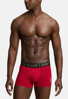 RALPH LAUREN Boxer set 2 paia rosso-nero per uomo con iconico logo ricamato e fascia elastica logata. 714843425018 . RALPH LAUREN 