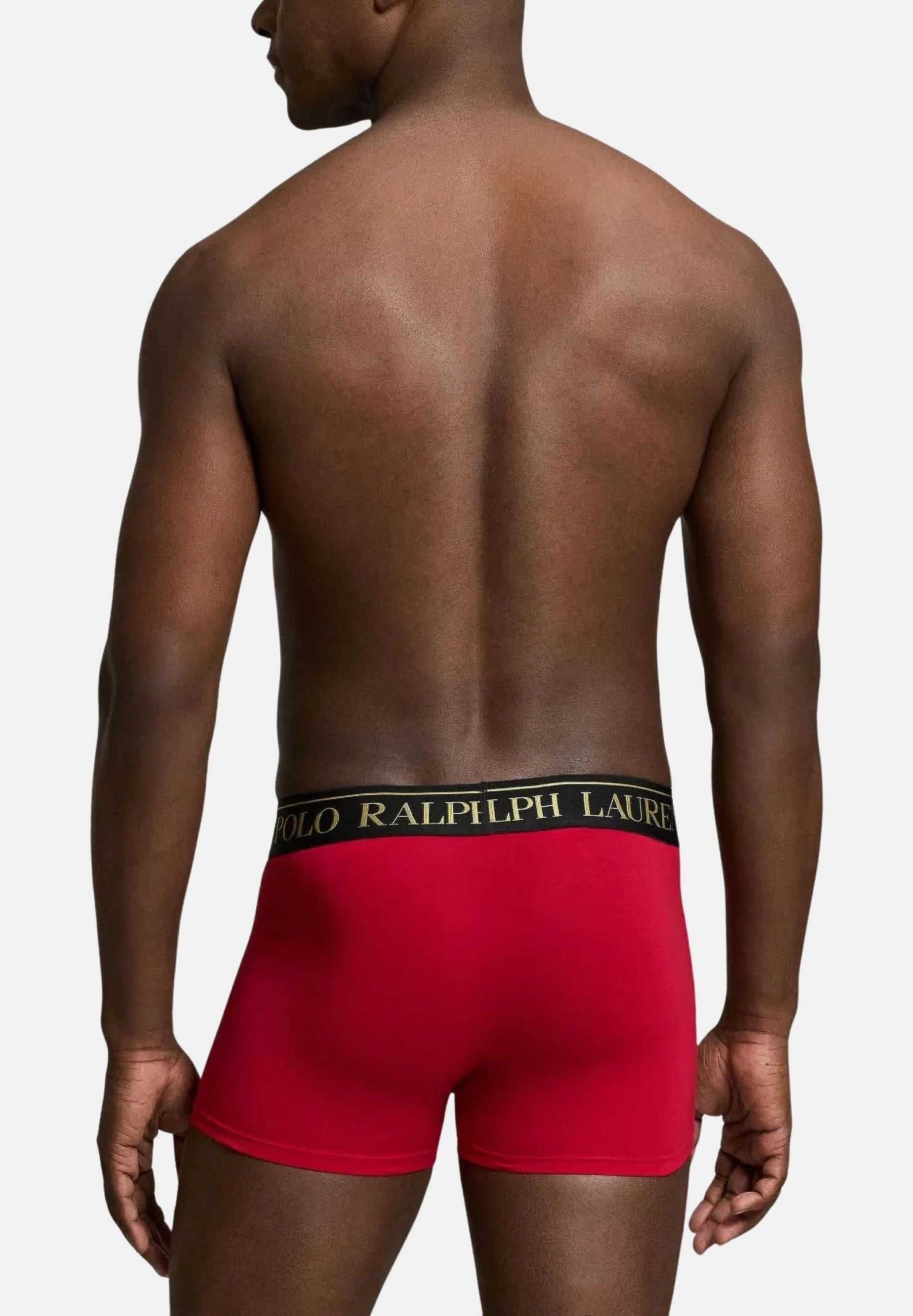 RALPH LAUREN Boxer set 2 paia rosso-nero per uomo con iconico logo ricamato e fascia elastica logata. 714843425018 . RALPH LAUREN 