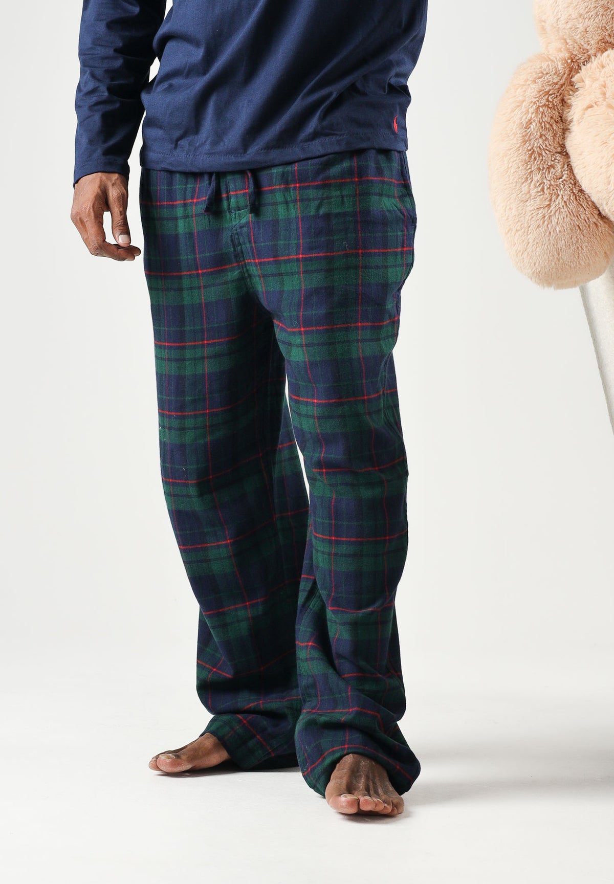 RALPH LAUREN Pigiama LONG SLEEVE blu e verde per uomo con maglia a maniche lunghe e pantaloni a quadri 714950621014 . RALPH LAUREN 
