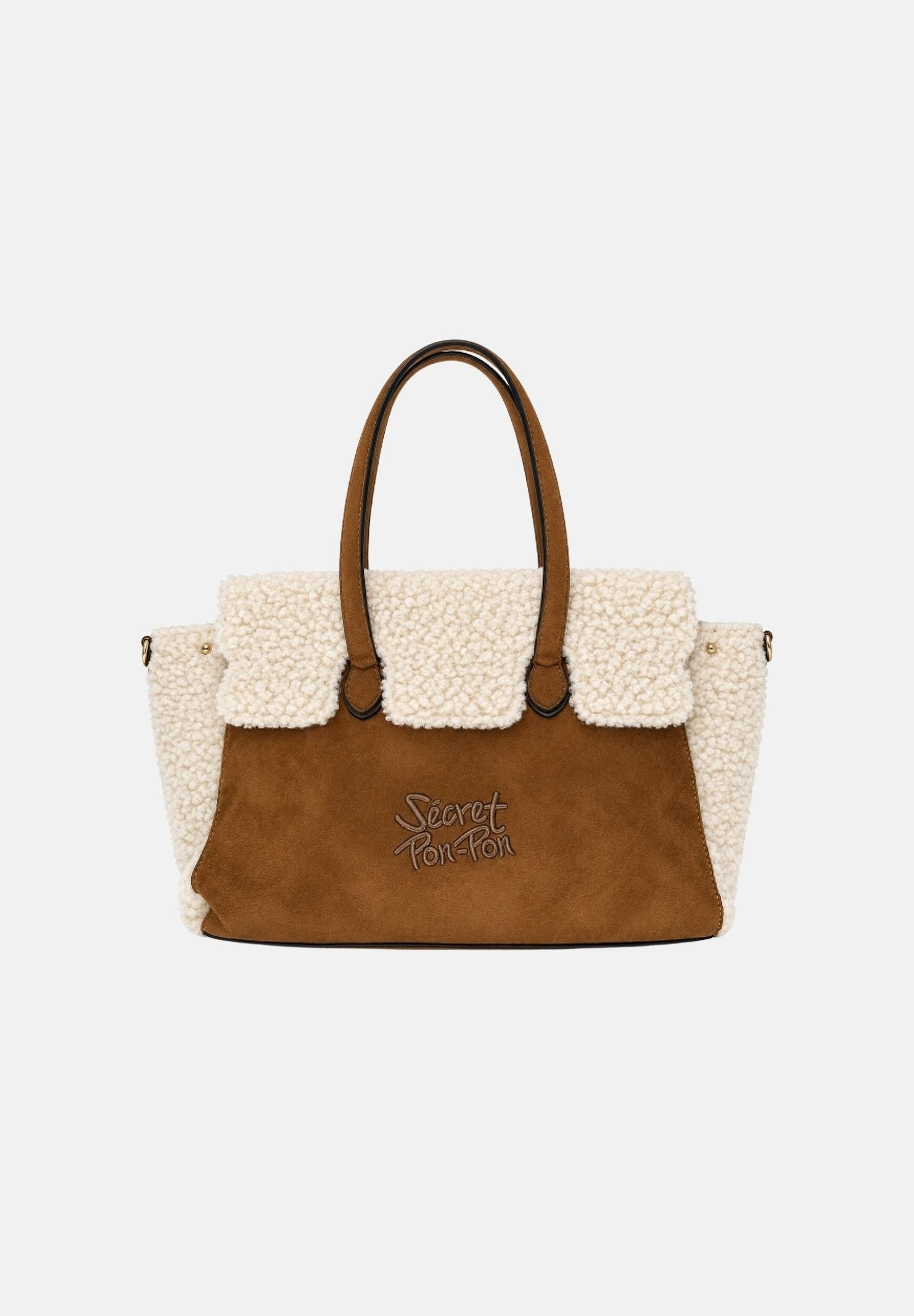 SECRET PON-PON Borsa a spalla ELEANOR L tan marrone cuoio da donna in suede<BR/> ELEANOR-L TA SECRET PON PON 