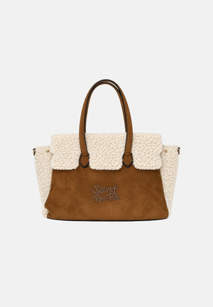 SECRET PON-PON Borsa a spalla ELEANOR L tan marrone cuoio da donna in suede<BR/> ELEANOR-L TA SECRET PON PON 