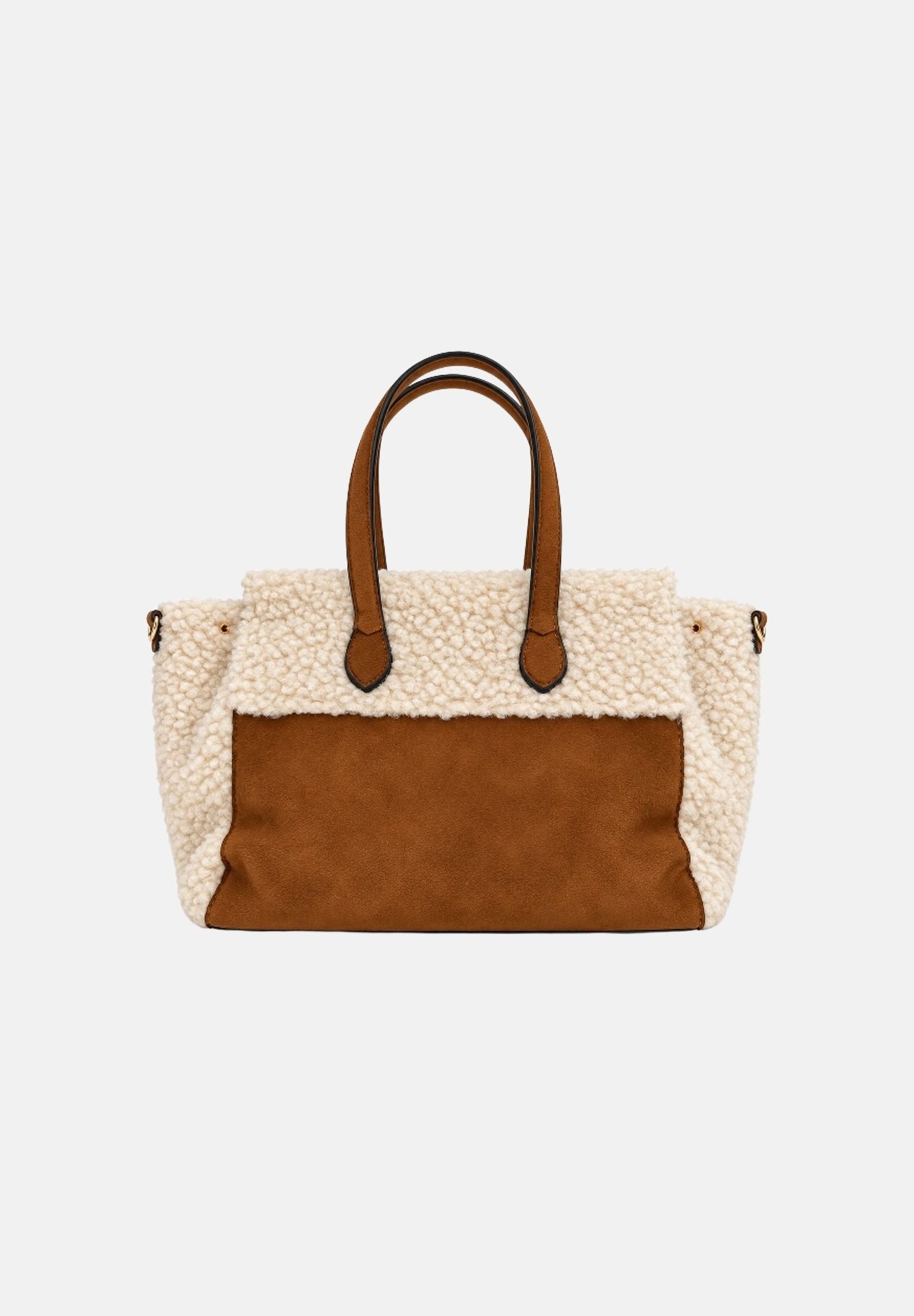 SECRET PON-PON Borsa a spalla ELEANOR M Tan cuoio e crema da donna in suede ELEANOR-M TA SECRET PON PON 