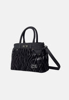 SECRET PON PON Borsa a mano KELSY ZEBRA Black nera da donna,  con fantasia zebrata, doppi manici e tracolla regolabile.<BR/> KELSY-ZEBRA ZE SECRET PON PON 