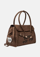 SECRET PON PON Borsa a mano KEYLA L Cocoa marrone  da donna, in similpelle scamosciata, con manico rigido, cinturino e logo frontale.<BR/> KEYLA-L CO SECRET PON PON 