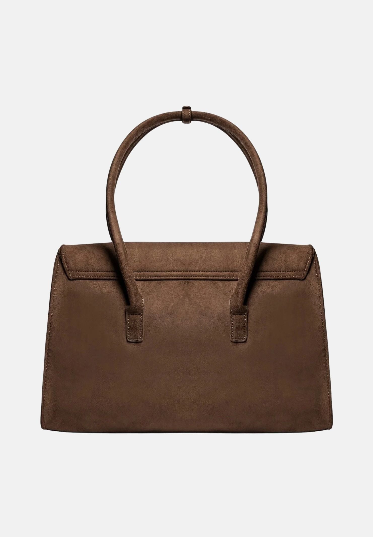 SECRET PON PON Borsa a mano KEYLA L Cocoa marrone  da donna, in similpelle scamosciata, con manico rigido, cinturino e logo frontale.<BR/> KEYLA-L CO SECRET PON PON 
